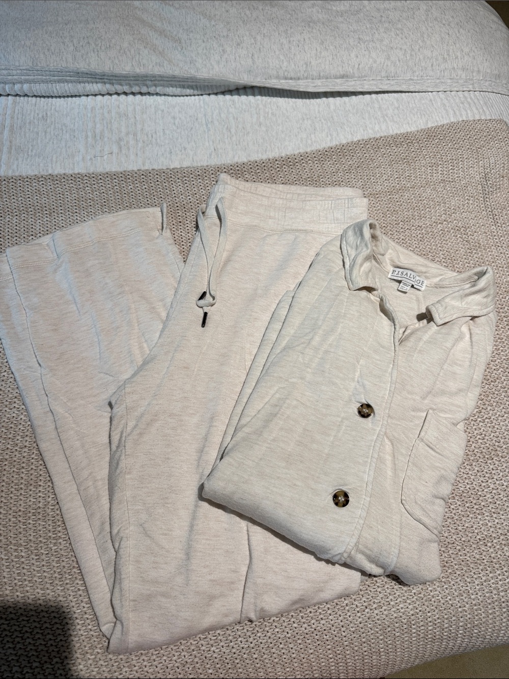 PJ Salvage Cream Lounge Pants & Shirt Set